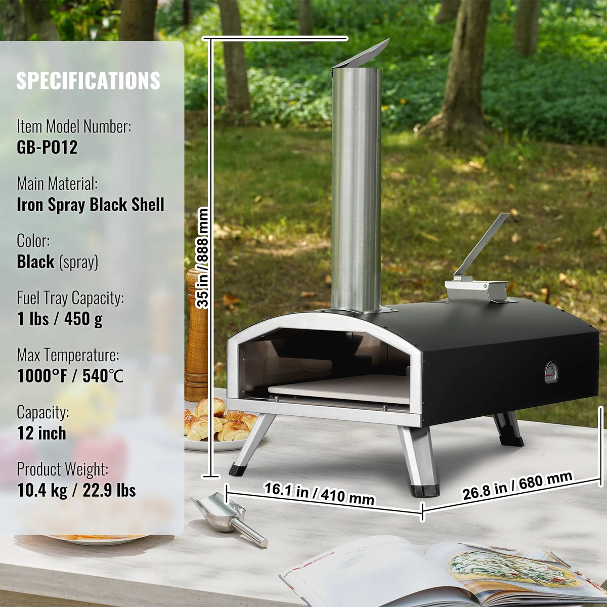 VEVOR Portable Outdoor Wood Pellet Pizza Oven