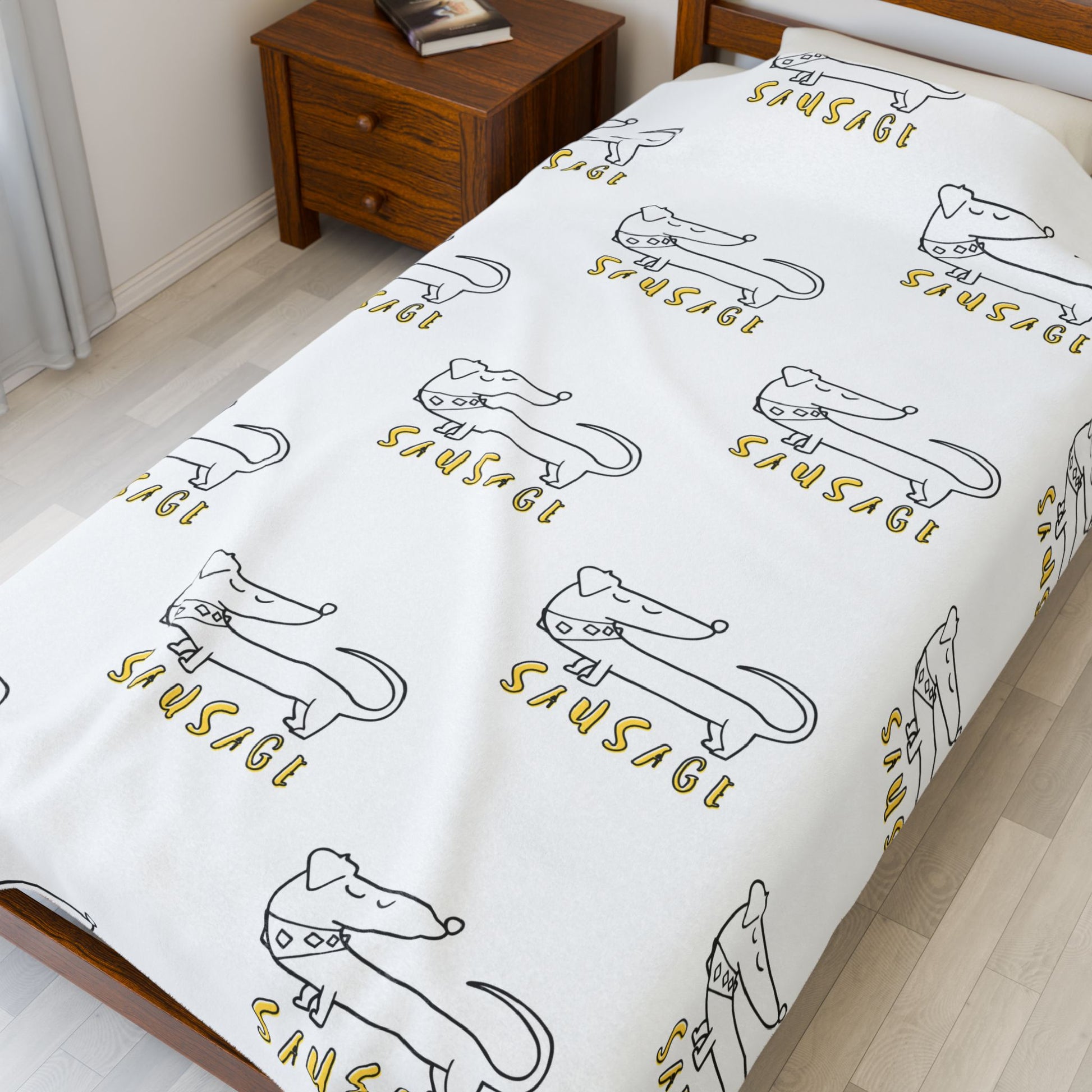 Sausage dog blanket perfect for cozy living room decor