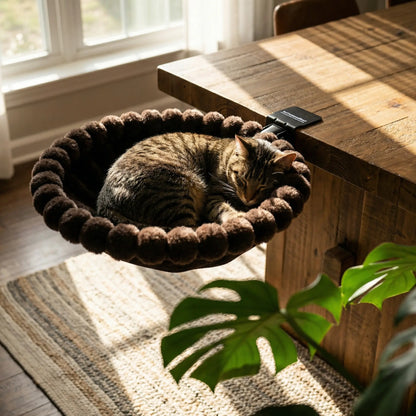 ButtonwoodNest Premium Foldable Cat Bed - Space-Saving Clip-On Perch for Desk & Windowsill - Supports Up to 40 lbs