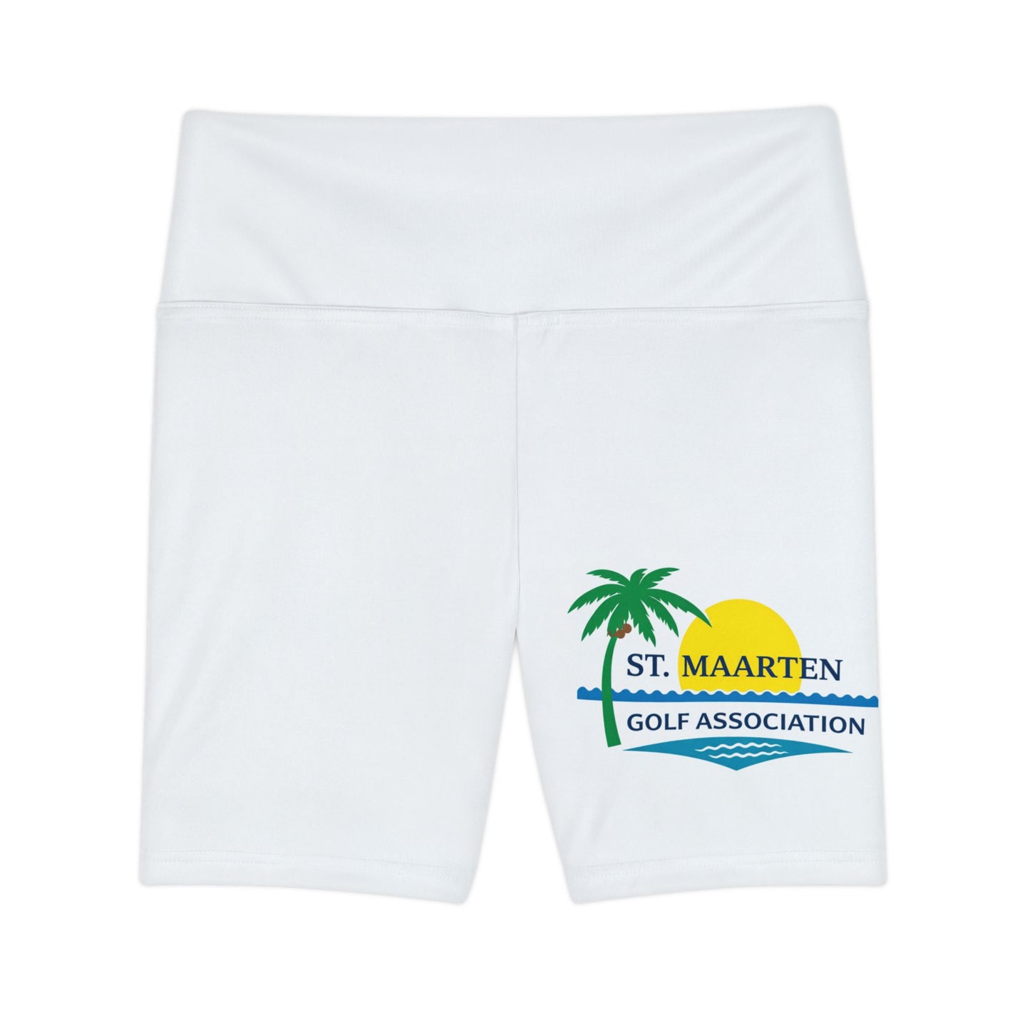 St. Maarten Golf Association Women's Workout Shorts — Tropical Palm & Sunset Activewear