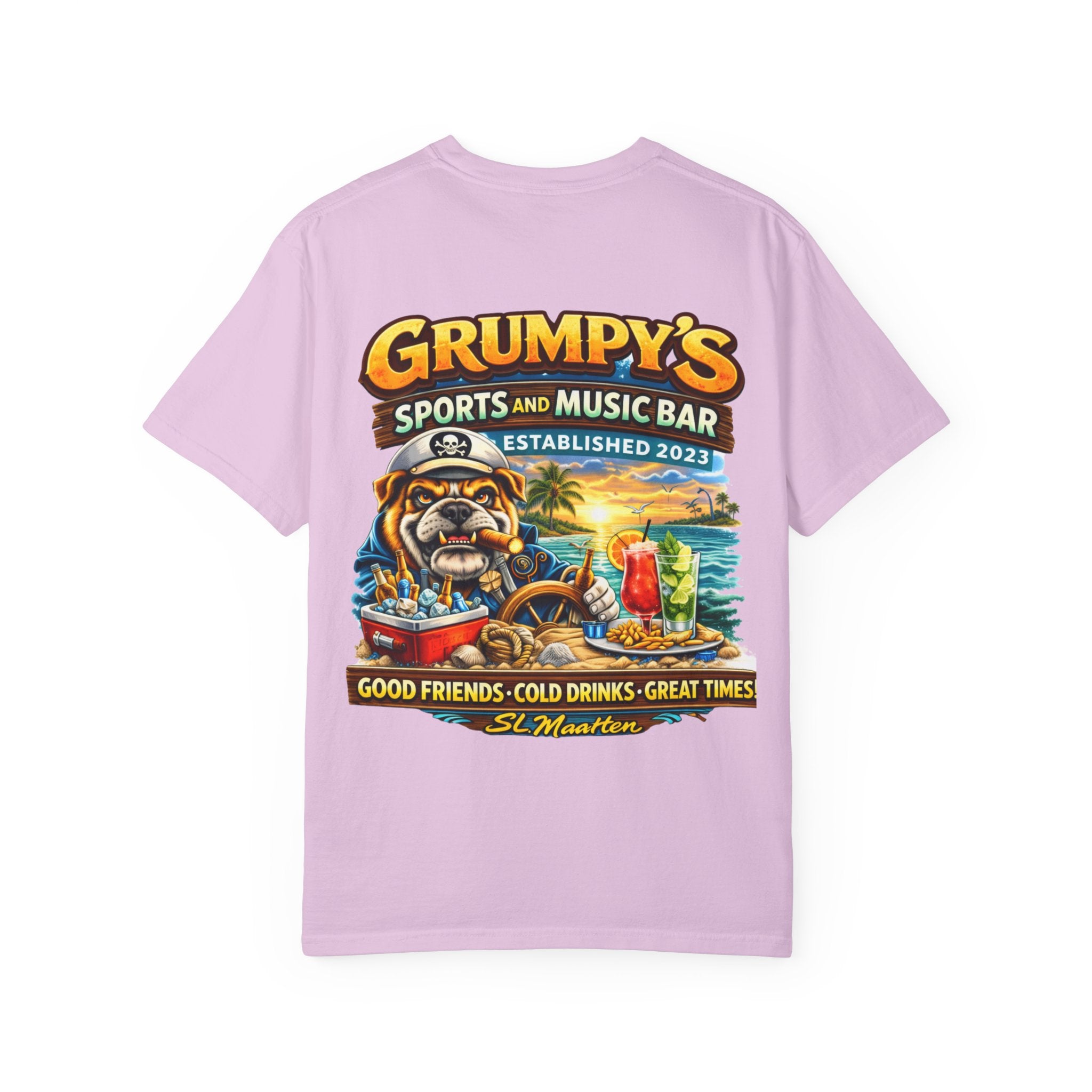 Blossom Grumpy's St. Maarten T-Shirt – Sports Bar Logo Tee, t-shirt product image 27, size 2XL.