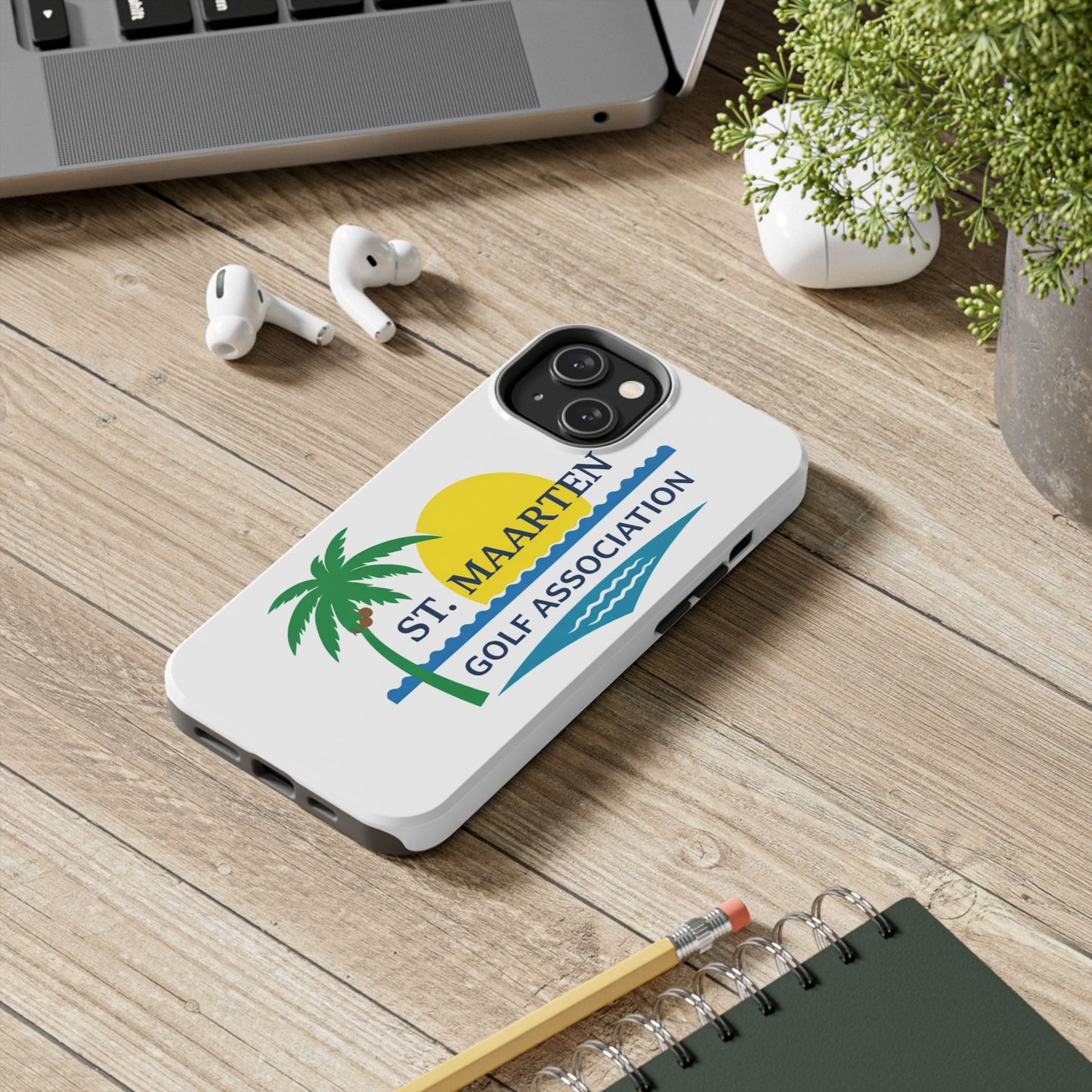 St. Maarten Golf Association Tough Phone Case — Tropical Palm & Sunset Protective Cover
