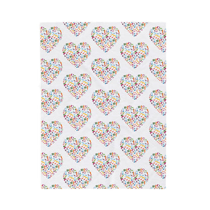 Hearts blanket with rainbow music notes inside heart shapes