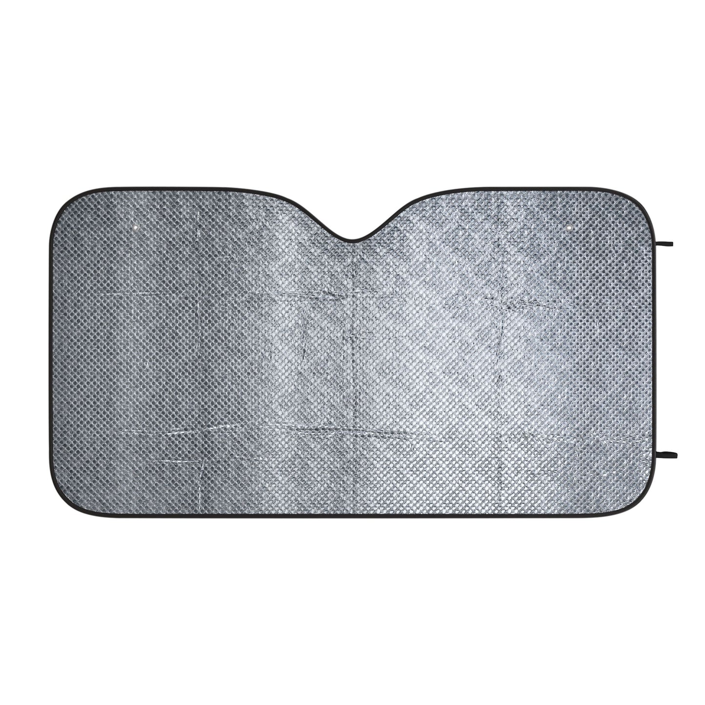 Car windshield sunshade with a textured pattern on a white background
