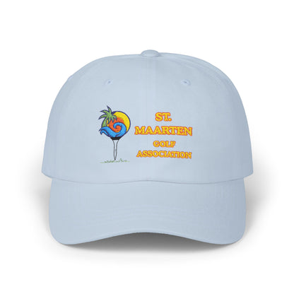 Light blue cap with St. Maarten Golf Association logo on a white background