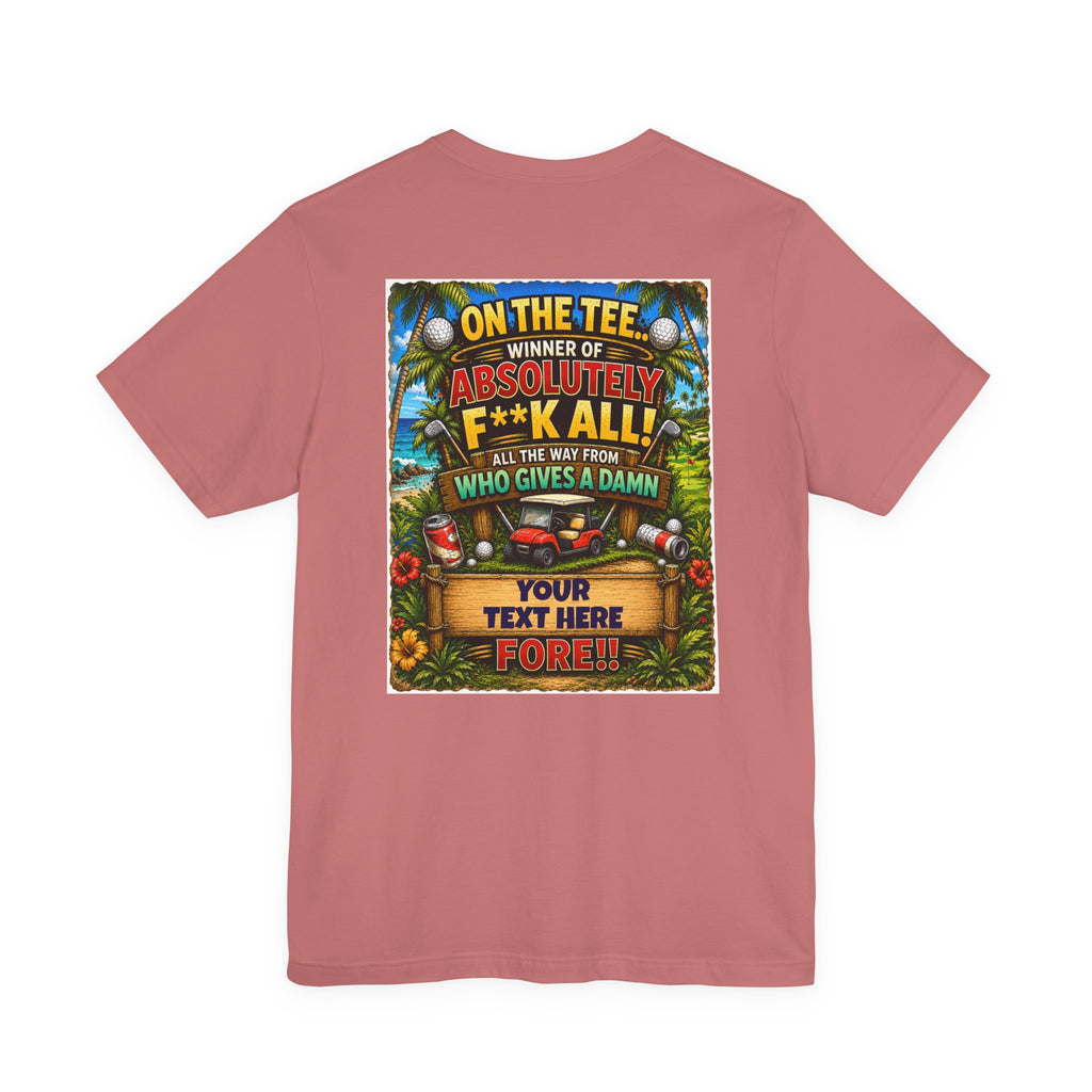 Heather Peach Funny Golf T-Shirt – "Winner of Absolutely F**k All", t-shirt product image 13, size M.