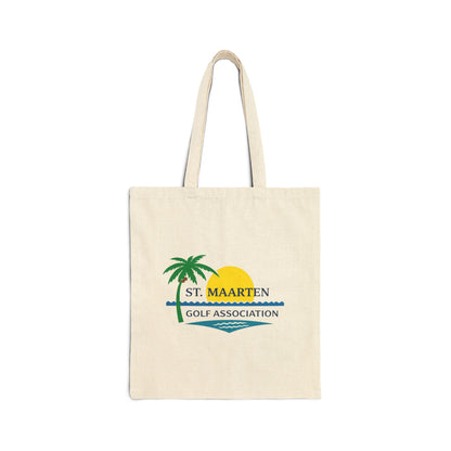 St. Maarten Golf Association Canvas Tote Bag — Beach Palm Sunset Golf Logo