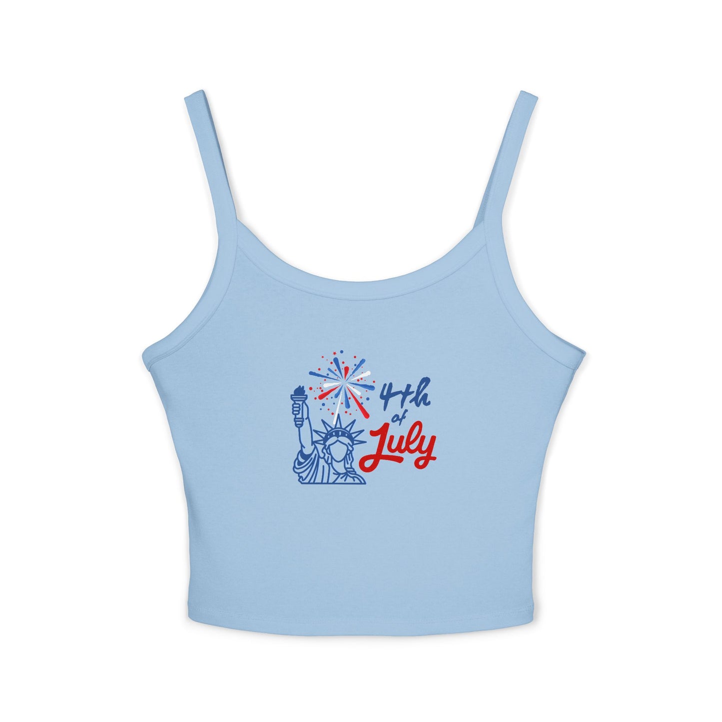 4th of July Tank Top - Patriotic Statue of Liberty Fireworks Crop Tank