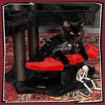 [Petlife] Halloween Cat Tree – Black Castle Series | Multi-Level Cat Tower with Cozy Hideouts, Scratch Posts & Hanging Toys – Spooky & Cute Indoor Playground