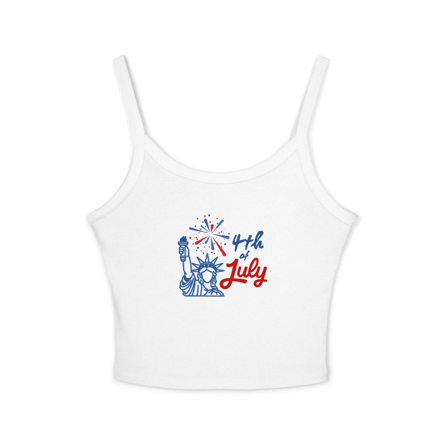 4th of July Tank Top - Patriotic Statue of Liberty Fireworks Crop Tank