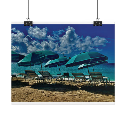 Poster Rholio Ymbarél Traeth o Sint Maarten