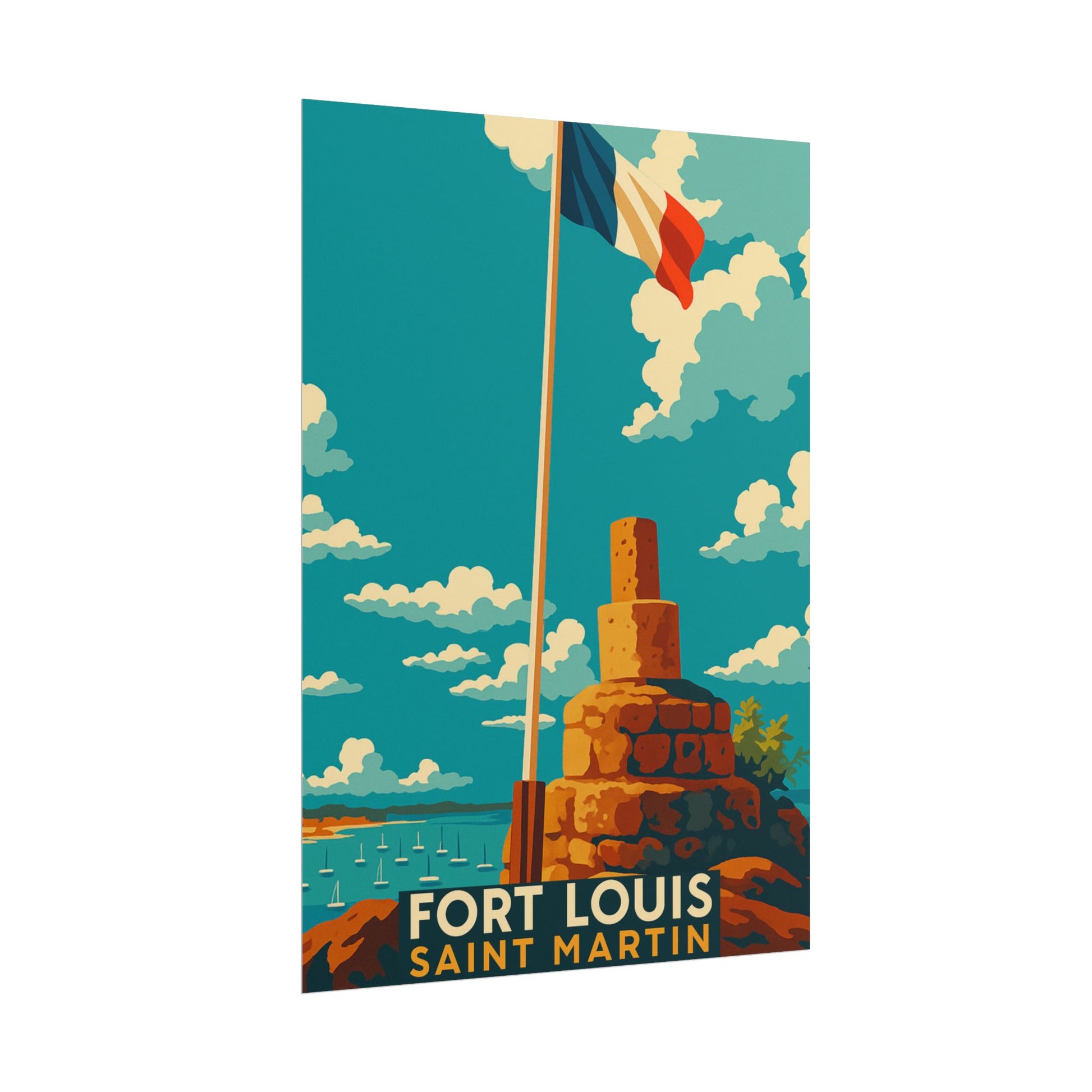 Vintage-style posted of Fort Louis, Saint Martin 