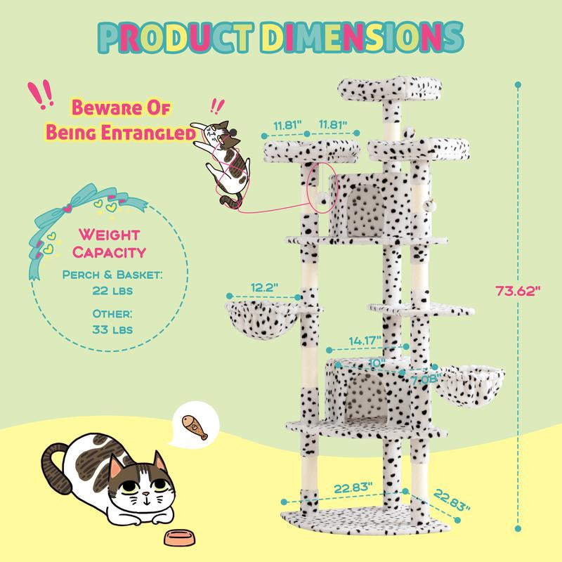 SHA CERLIN 73-Inch Fan-Shaped Corner Cat Tree for Indoor Cats -Save Space with Multi-Level Perches, Condo, Sisal Scratching Posts (Blue/Gray/Beige/Pink/Leopard/White&Black Spot）#Tiktokshopfalldealsforyou#Christmasgifts #Winterfashion