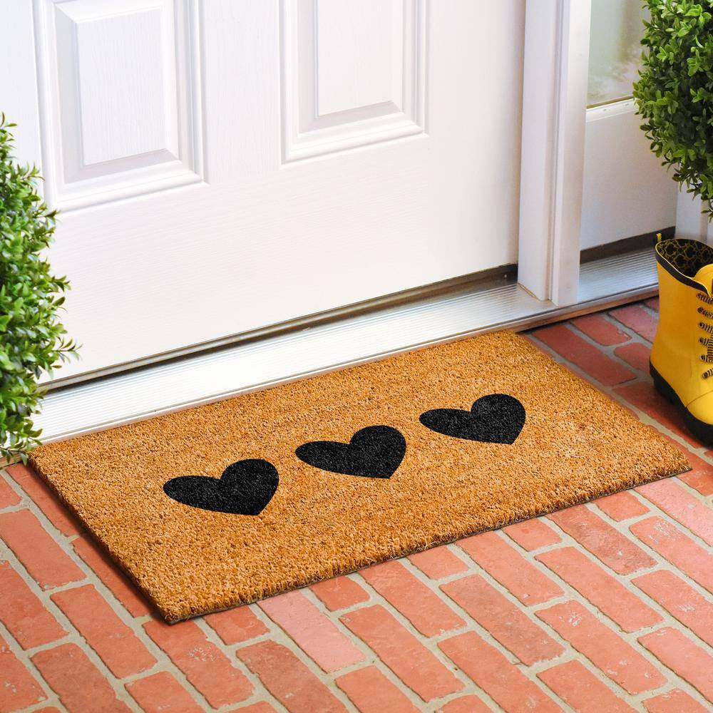 Trio Hearts Doormat, 24" X 48"