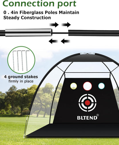 Golf Net - 10X7Ft Golf Practice Nets for Backyard Driving Chipping - Golf Hitting Net with Tri-Turf Golf Mat - Personal Golf Training Equipment for Indoor Outdoor Use - Gifts for Men/Golfers