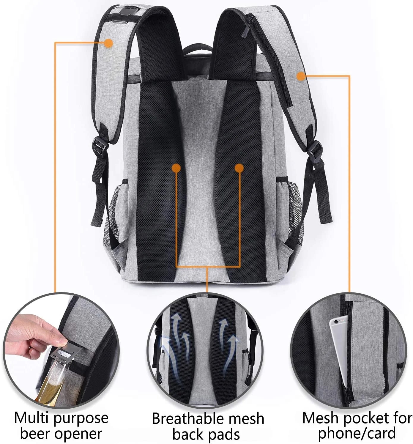 Backpack cooler's back angle 