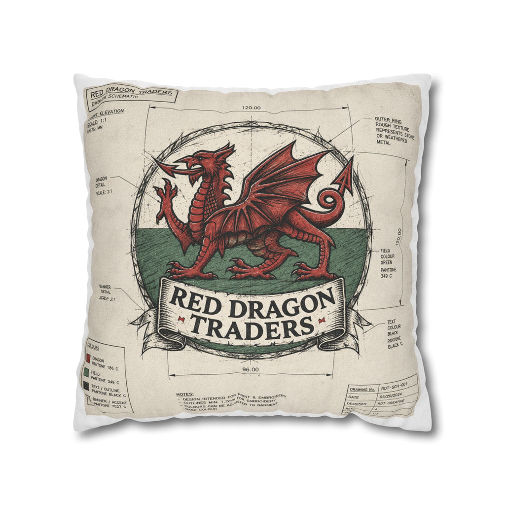 Vintage Welsh dragon crest decorative pillow cover