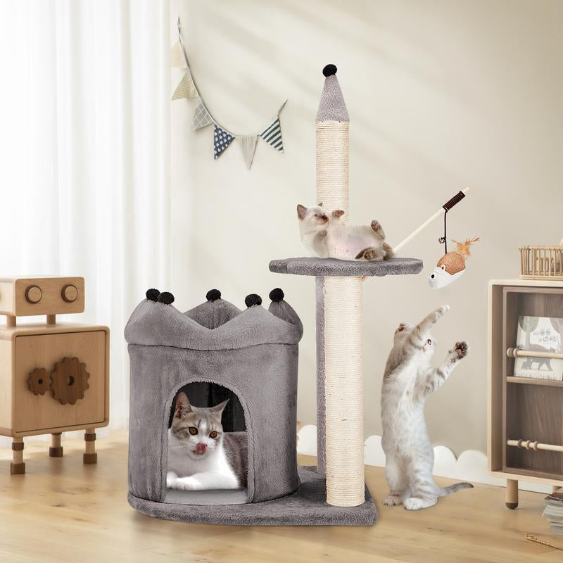 EROMMY 36 Inch Carpeted Cat Tower with Scratching Post & Toy