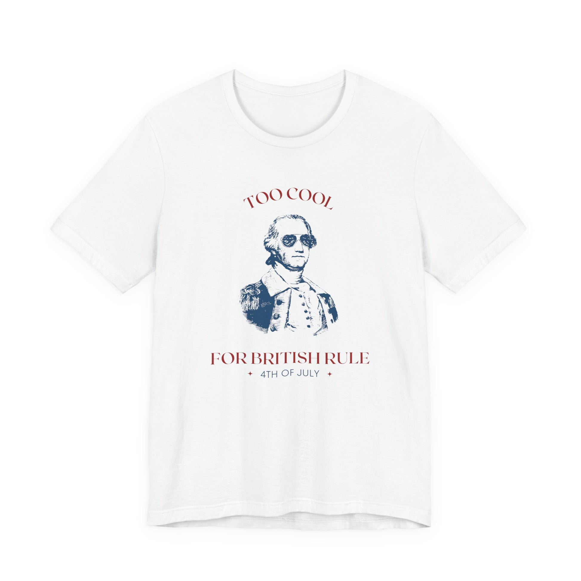White t-shirt with a graphic of a historical figure and text on a white background