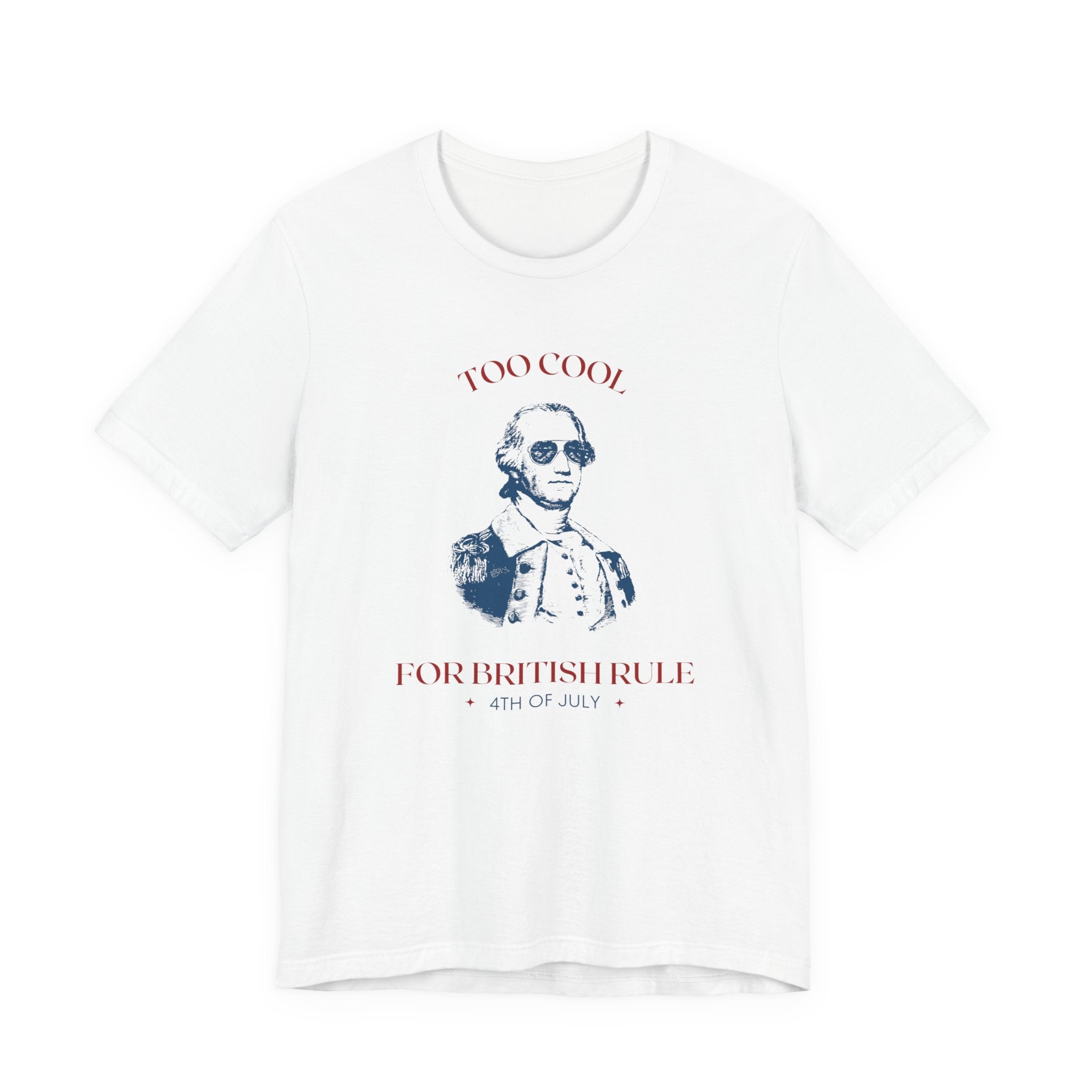 White t-shirt with a graphic of a historical figure and text on a white background