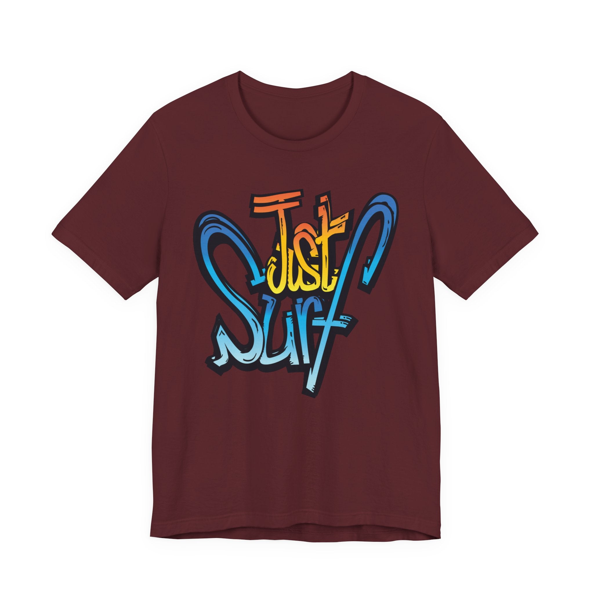 Just Surf Graphic Tee — Retro Surfboard Beach T‑Shirt