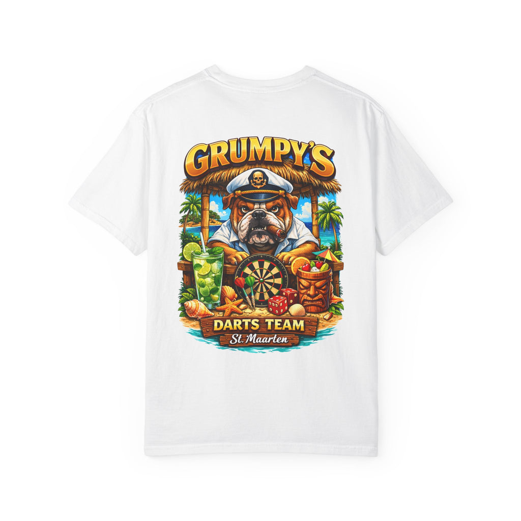 Black Grumpy's Darts Team T-Shirt – Tropical Bulldog Tee, t-shirt product image 1, size S.