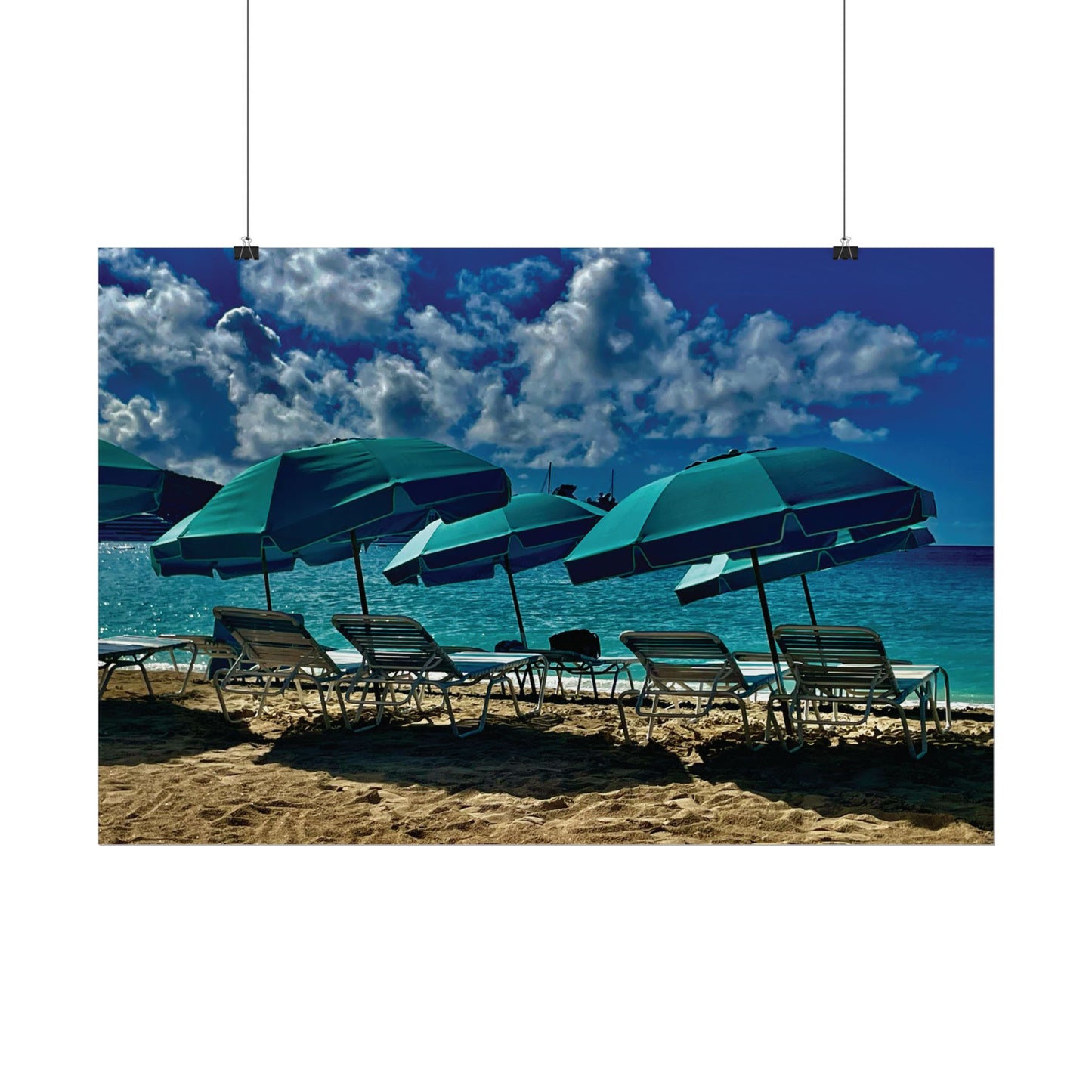 Poster Rholio Ymbarél Traeth o Sint Maarten