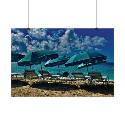 Poster Rholio Ymbarél Traeth o Sint Maarten