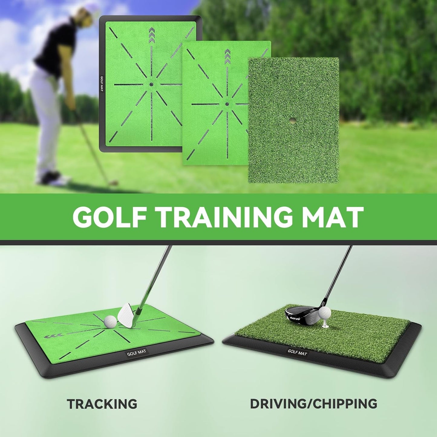 Golf Hitting Mat, Golf Practice Mat Outdoor Indoor for Training Chipping Show Swing Path, Golf Impact Turf Mat with Rubber Backing,Golf Accessories for Men,Gifts for Men/Dad/Husband