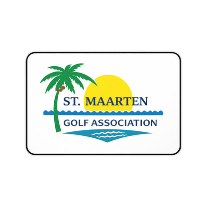 St. Maarten Golf Association Desk Mat — Tropical Palm Sunset Mouse Pad