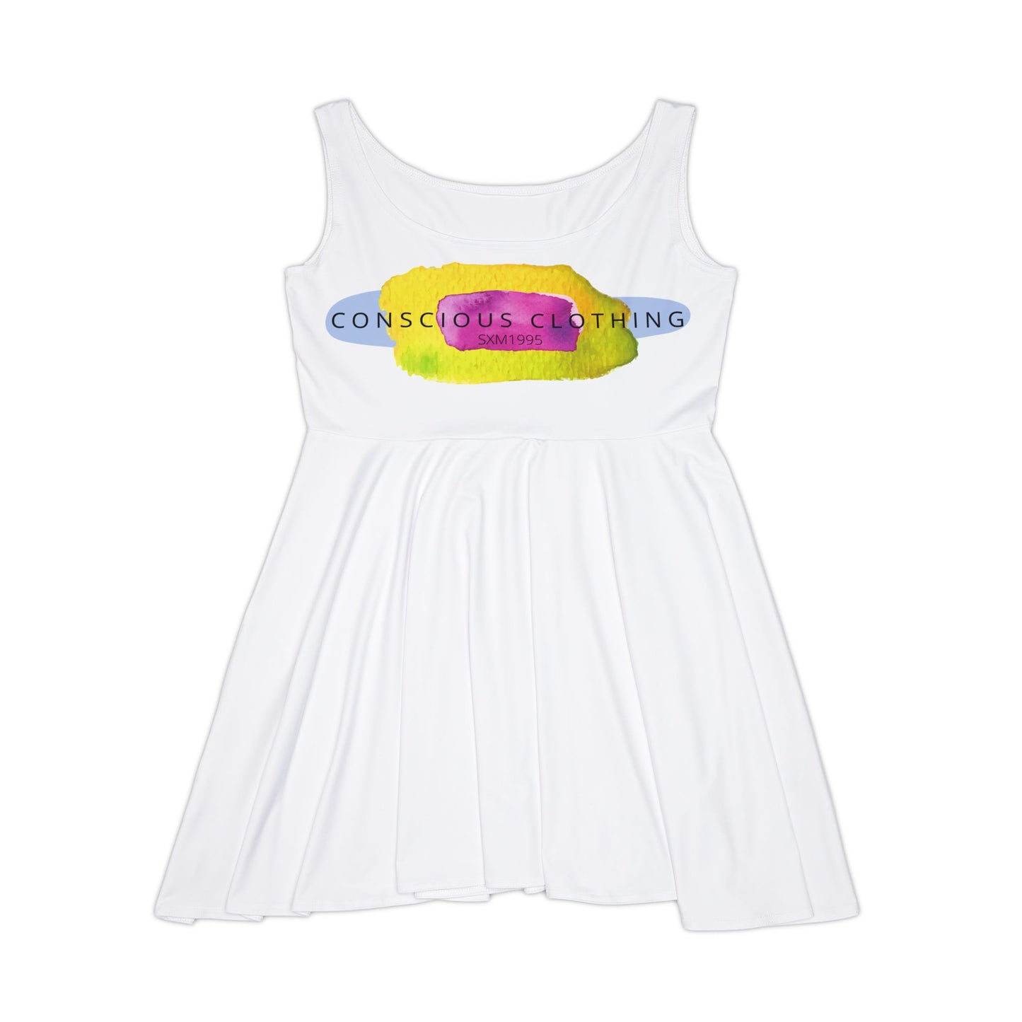 Conscious Clothing Women's Skater Dress – Bright Watercolor Logo AOP