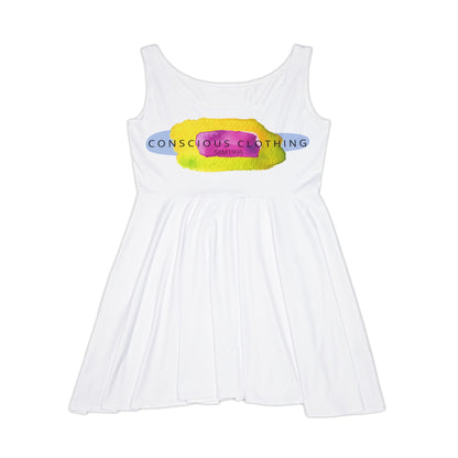 Conscious Clothing Women's Skater Dress – Bright Watercolor Logo AOP
