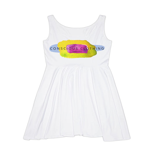 Conscious Clothing Women's Skater Dress – Bright Watercolor Logo AOP