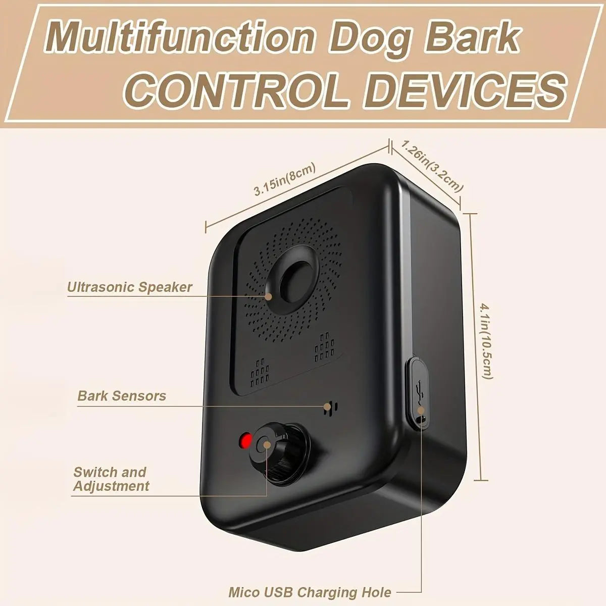 Ultimate Rechargeable Anti-Bark Device: 3 Modes for Effective Indoor & Outdoor Bark Control