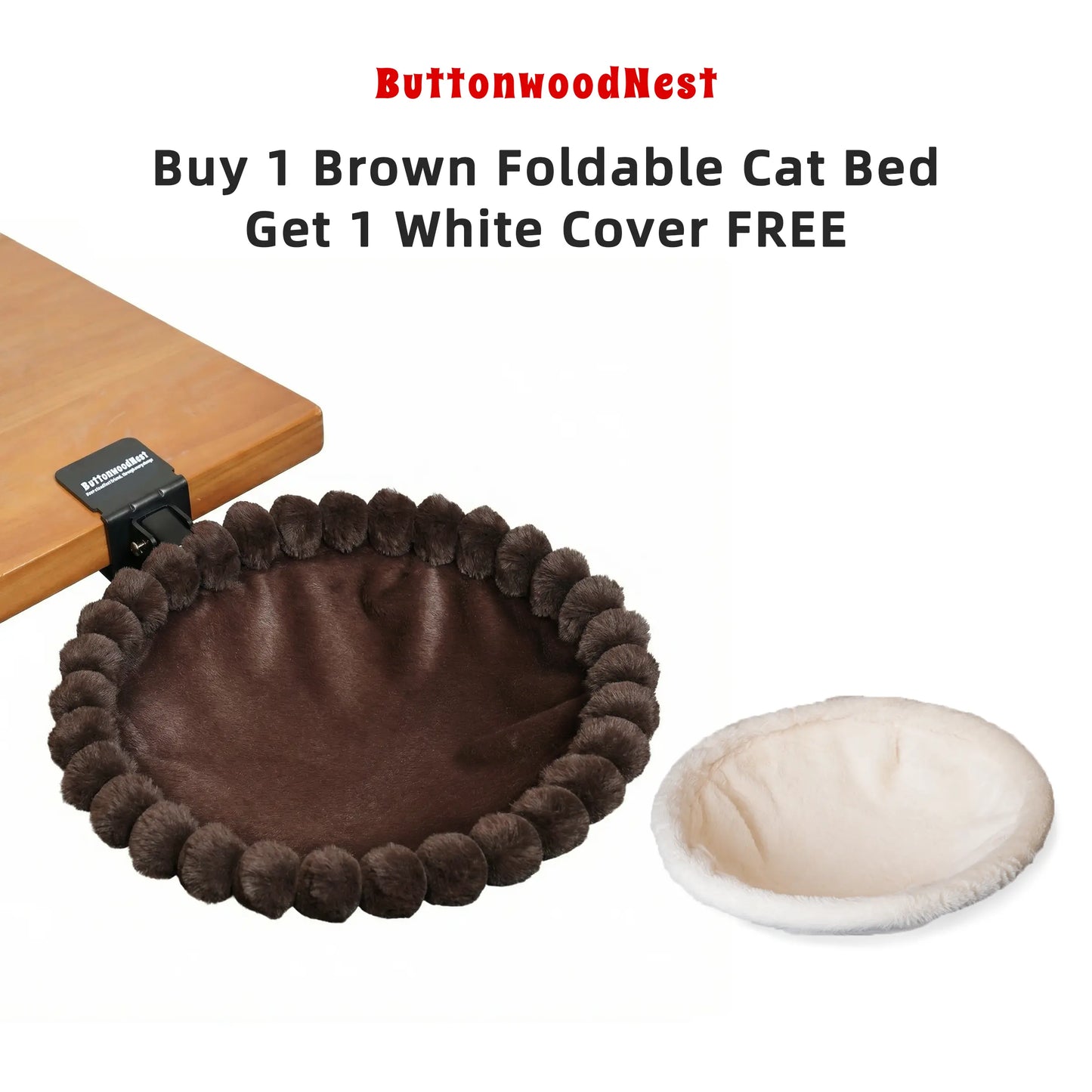 ButtonwoodNest Premium Foldable Cat Bed - Space-Saving Clip-On Perch for Desk & Windowsill - Supports Up to 40 lbs
