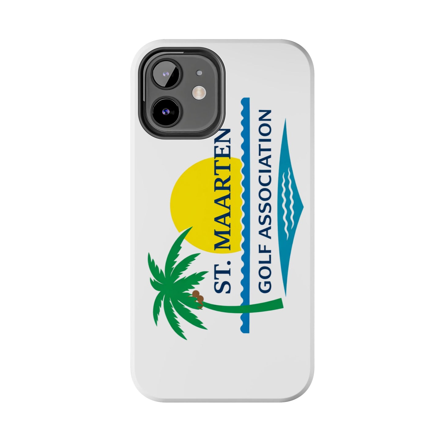 St. Maarten Golf Association Tough Phone Case — Tropical Palm & Sunset Protective Cover