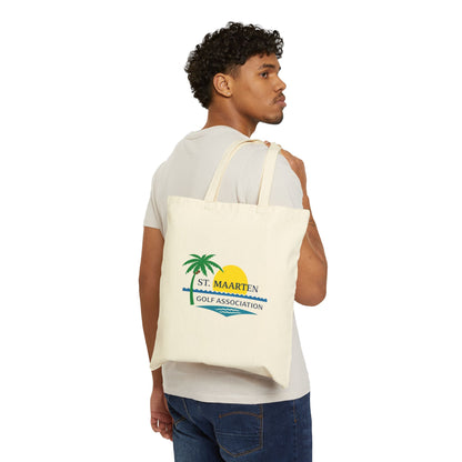 St. Maarten Golf Association Canvas Tote Bag — Beach Palm Sunset Golf Logo