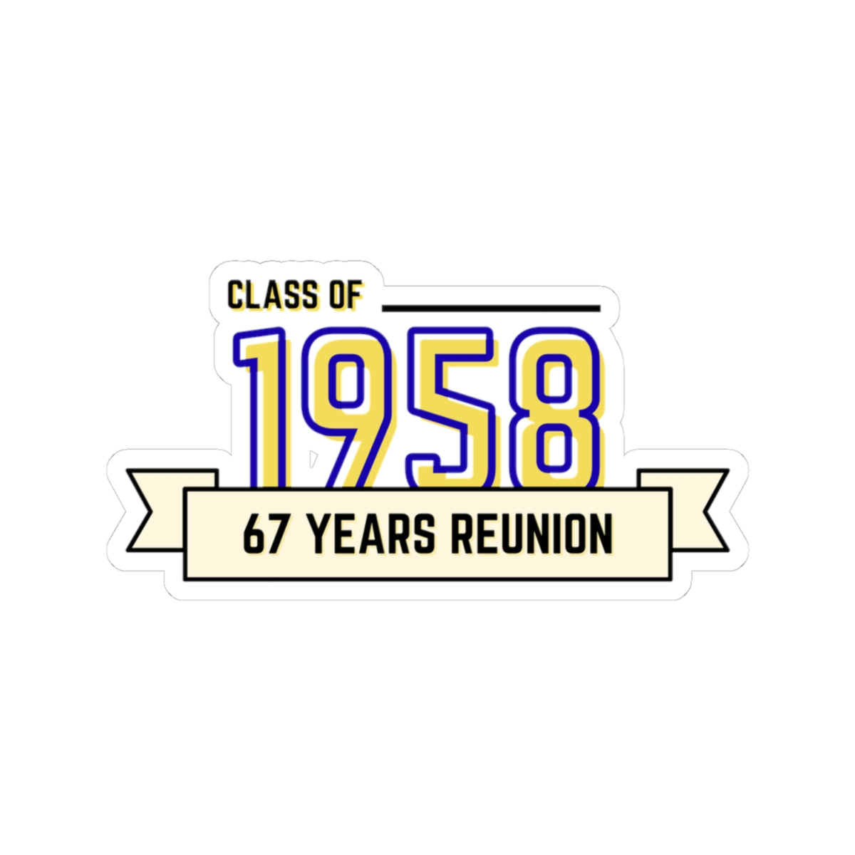 Class of 1958 reunion logo with text on a white background
