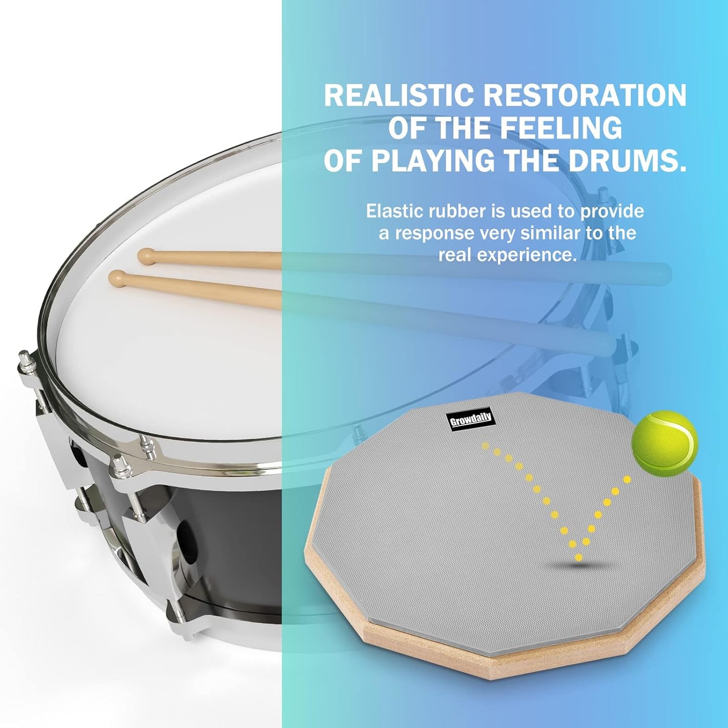 Drum Practice Pad for Drumming Drum Pad and Sticks 12 In,Sided with 2 Pairs/4 Ma