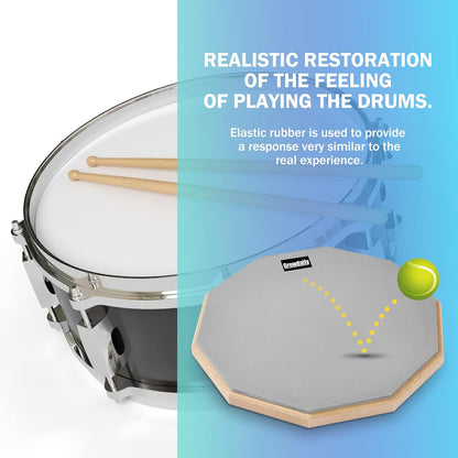 Drum Practice Pad for Drumming Drum Pad and Sticks 12 In,Sided with 2 Pairs/4 Ma
