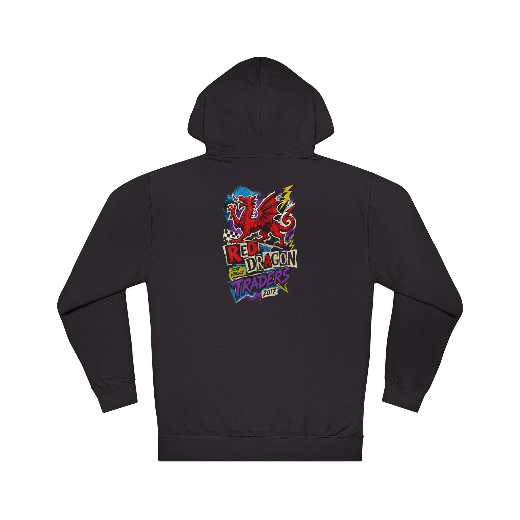 Red Dragon Raiders Hoodie – Colorful Retro Gaming Graphic Pullover