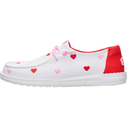 HEYDUDE Wendy Embroidered Hearts - Comfortable Slip on Shoes for Valentine's Day