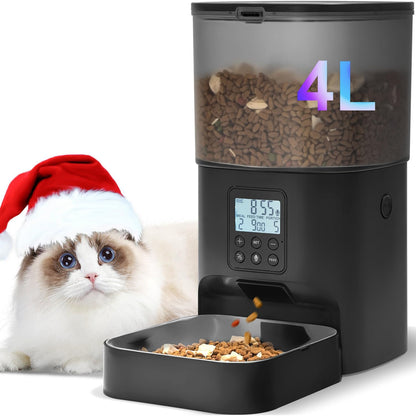 Feline Fine Dining: The 4L Cat Chow Chomper with a 10-Second Meow Message and Meal Madness for 8 Times a Day!