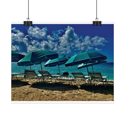 Poster Rholio Ymbarél Traeth o Sint Maarten