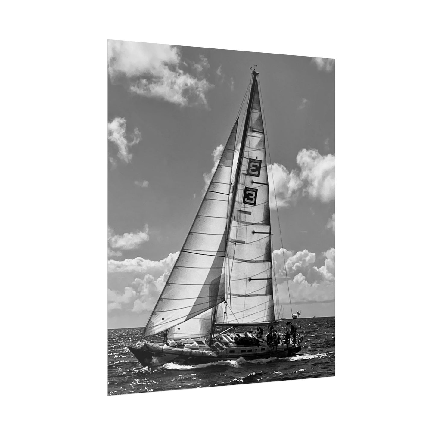 Print Poster Rholio Du a Gwyn Morwrol, Regatta Heineken.