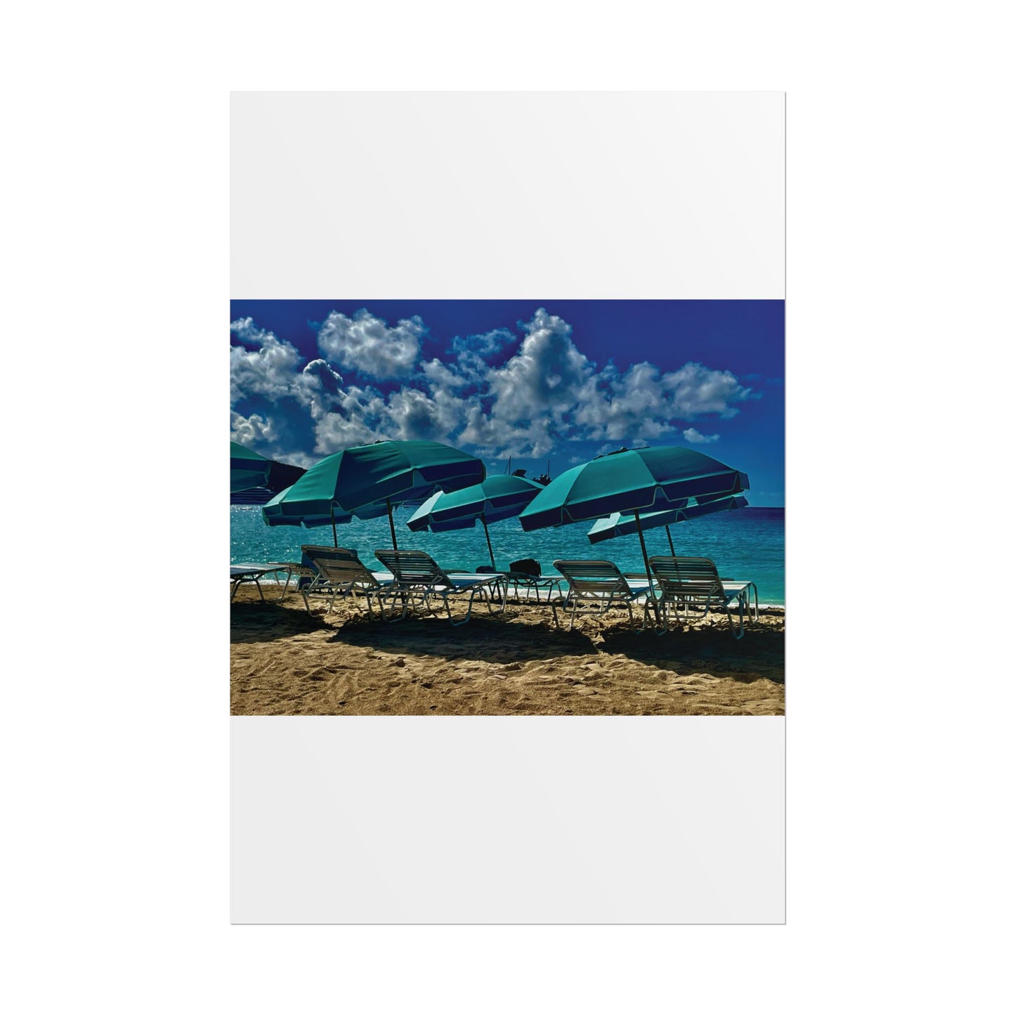 Poster Rholio Ymbarél Traeth o Sint Maarten