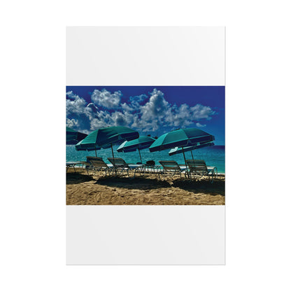 Poster Rholio Ymbarél Traeth o Sint Maarten