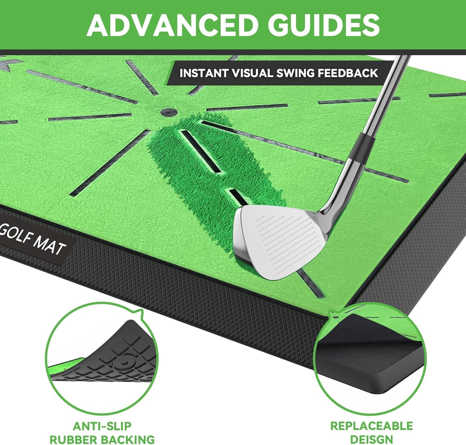 Golf Hitting Mat, Golf Practice Mat Outdoor Indoor for Training Chipping Show Swing Path, Golf Impact Turf Mat with Rubber Backing,Golf Accessories for Men,Gifts for Men/Dad/Husband