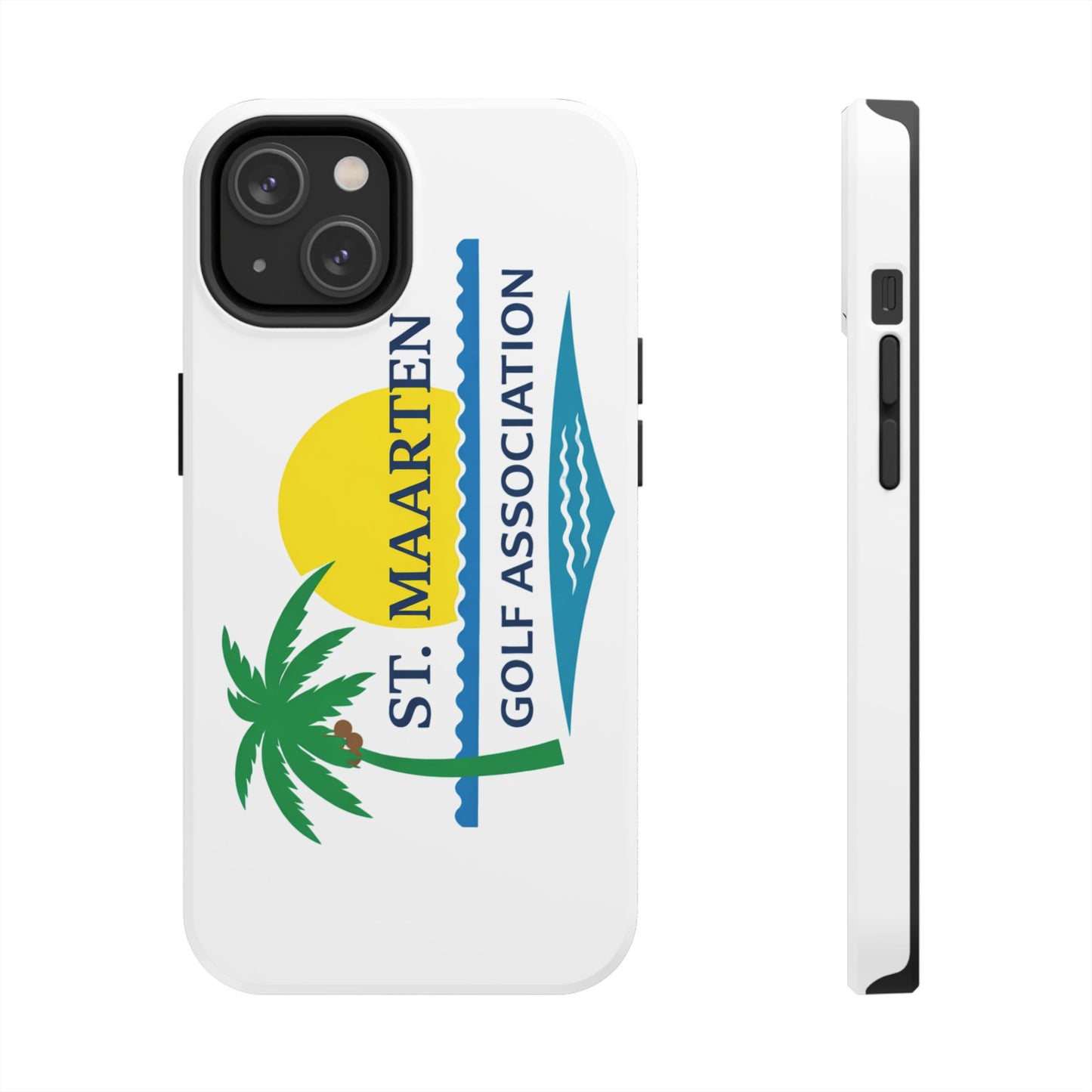 St. Maarten Golf Association Tough Phone Case — Tropical Palm & Sunset Protective Cover