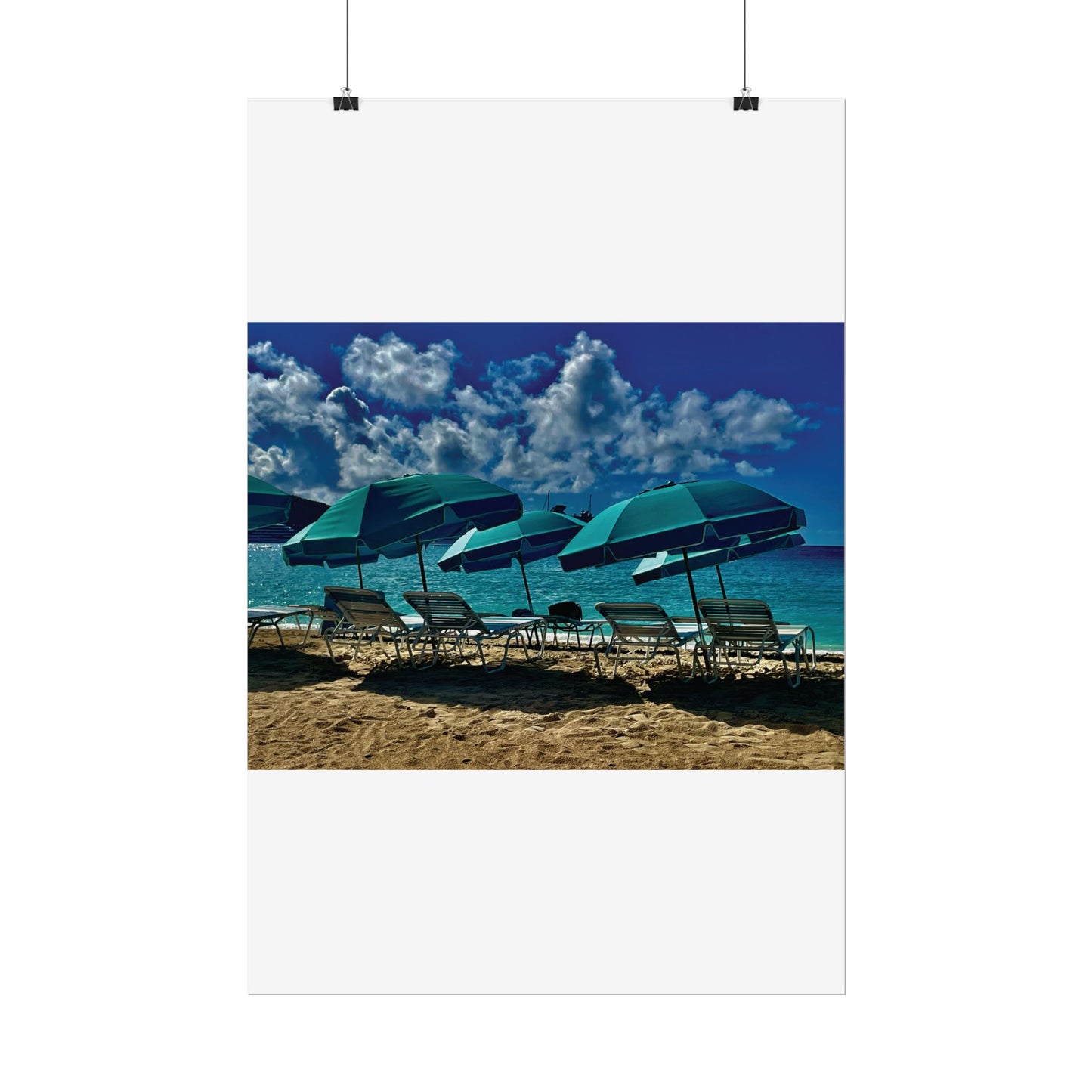 Poster Rholio Ymbarél Traeth o Sint Maarten